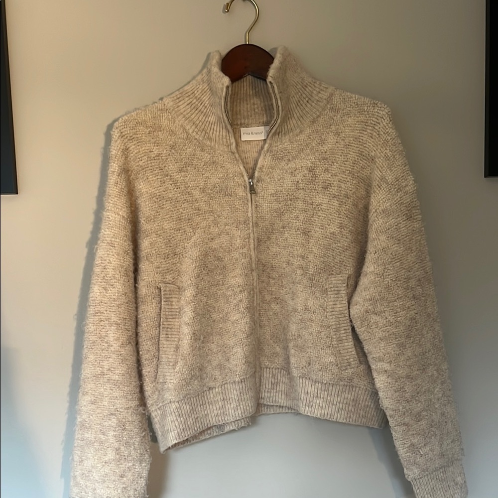 Cozy Beige Zip-Up Sweater